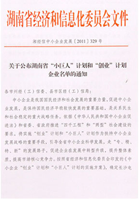 綠之韻集團(tuán)被評(píng)選為湖南省“小巨人”計(jì)劃企業(yè)